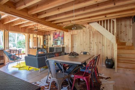 LOCATION SAISONNIÈRE CAP FERRET PROCHE PLAGE DES AMÉRICAINS, VILLA EN BOIS AVEC PISCINE